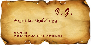 Vojnits György névjegykártya